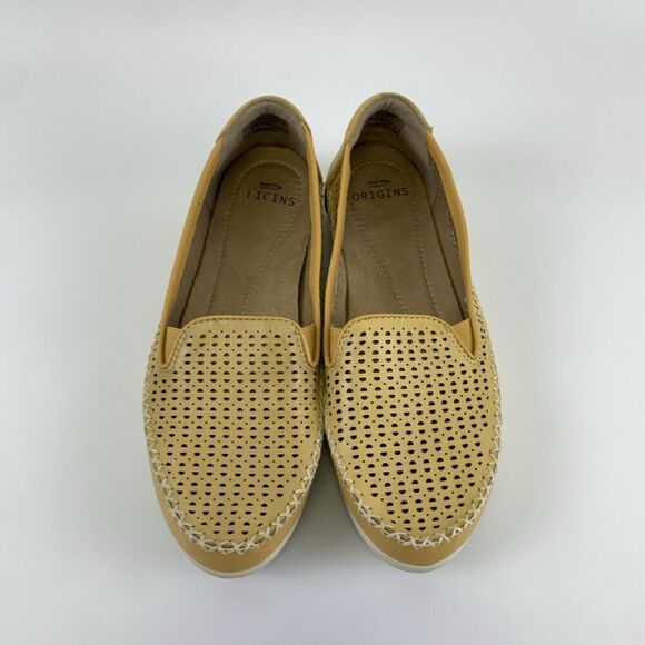 Earth Origins Lark Lizzy Loafer Amber Yellow Leather Perforated Slip On Women 10 - Picture 4 of 11